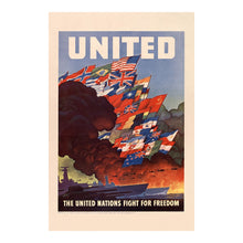 Cargar imagen en el visor de la galería, Digitally Restored and Enhanced 1943 Allied Nations Flags Poster - WWII Home Front - Patriotic War Effort Art - United States Wartime Graphics