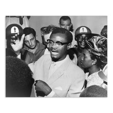 Load image into Gallery viewer, Digitally Restored and Enhanced 1960 Patrice Lumumba Photo Print - Vintage Photo of Patrice Emery Lumumba Speaking with Supporters Wall Art Poster Print