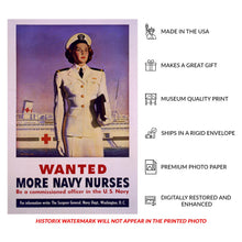 Load image into Gallery viewer, Digitally Restored and Enhanced 1944 Wanted Navy Nurses WWII Recruiting Poster - World War II Military Propaganda - Archival Reproduction
