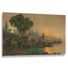Cargar imagen en el visor de la galería, Digitally Restored and Enhanced 1879 Moonlight in Egypt Victorian Landscape Egyptomania Print - Orientalist Era Art - Archival Reproduction