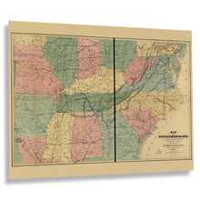 Load image into Gallery viewer, Digitally Restored and Enhanced 1866 Civil War Military Railroad Map Union Army - Reconstruction Era Cartography - Transportation History - Museum Reproduction