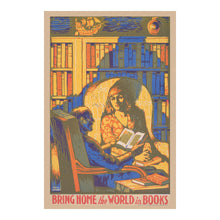 Cargar imagen en el visor de la galería, 1920 Bring Home the World in Books Library Association Poster - Vintage Reading Promotion Art - Archival Reproduction