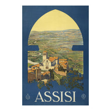 Load image into Gallery viewer, Digitally Restored and Enhanced 1920 Assisi Italy Medieval Hill Town Travel Poster - European Tourism Art - Archival Reproduction