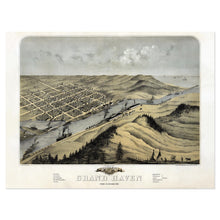 Load image into Gallery viewer, Digitally Restored and Enhanced 1868 Grand Haven Michigan Map Poster - Vintage Bird's Eye View Map of Grand Haven Ottawa County Michigan Wall Art Print