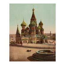 Load image into Gallery viewer, Digitally Restored and Enhanced 1890 Russia Church Print - St Basil Cathedral Red Square Moscow - Victorian Imperial Russia - Archival Print