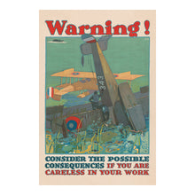 Cargar imagen en el visor de la galería, Digitally Restored and Enhanced 1917 WWI Industrial Safety Poster - Warning Careless Work - World War I Home Front Propaganda - Archival Print