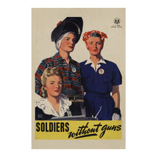 Load image into Gallery viewer, Digitally Restored and Enhanced 1944 WWII Womens Land Army Poster - Soldiers Without Guns - World War II Home Front Propaganda - Archival Print
