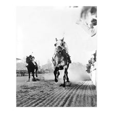 Load image into Gallery viewer, Digitally Restored and Enhanced 1938 Seabiscuit Poster Photo Print - Vintage Photo Wall Art of Horse Racing Seabiscuit Across Line to Beat War Admiral