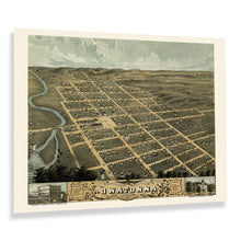 Load image into Gallery viewer, Digitally Restored and Enhanced 1870 Owatonna Minnesota Map Print - Historic Bird's Eye View of Owatonna Steele County Map of Minnesota Poster Wall Art
