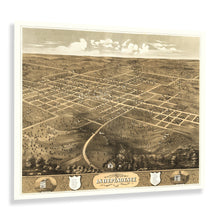 Load image into Gallery viewer, Digitally Restored and Enhanced 1868 Independence Jackson County Missouri Map Print - Vintage Bird's Eye View Map of Independence Missouri Wall Art Poster