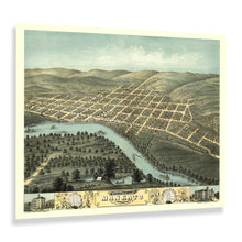 Load image into Gallery viewer, Digitally Restored and Enhanced 1870 Mankato City Blue Earth County Minnesota Map Poster - Vintage Bird's Eye View Map of Minnesota Poster Wall Art Print
