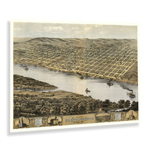 Load image into Gallery viewer, Digitally Restored and Enhanced 1869 Leavenworth Kansas Map Print - Vintage Bird's Eye View of Leavenworth City Map of Kansas State Wall Art Poster