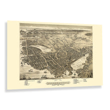 Load image into Gallery viewer, Digitally Restored and Enhanced 1877 Portsmouth New Hampshire Map Print - Vintage Bird's Eye View of Portsmouth City Rockingham County NH Map Poster