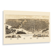 Load image into Gallery viewer, Digitally Restored and Enhanced 1887 La Crosse Wisconsin Map Poster - Vintage Bird's Eye View Perspective of La Crosse Map of Wisconsin Wall Art Print