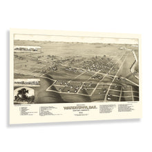 Load image into Gallery viewer, Digitally Restored and Enhanced 1883 Watertown South Dakota Map Poster - Old Bird's Eye View Map of Watertown Codington County South Dakota Wall Art Print