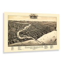Load image into Gallery viewer, Digitally Restored and Enhanced 1885 Sheboygan City Wisconsin Map Poster - Historic Bird's Eye View of Sheboygan Map of Wisconsin State Print Wall Art