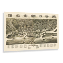 Load image into Gallery viewer, Digitally Restored and Enhanced 1889 Dubuque Iowa Map Poster - Vintage Perspective Map of Dubuque City Iowa Poster Print - History Map of Iowa Wall Art