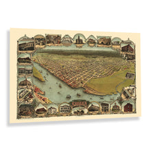 Load image into Gallery viewer, Digitally Restored and Enhanced 1902 Eureka California Map Poster - Old Bird's Eye View of Eureka Humboldt County Map of California Poster Wall Art Print