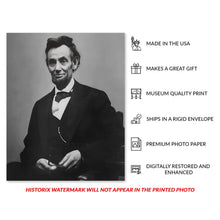 Cargar imagen en el visor de la galería, Digitally Restored and Enhanced 1865 Abraham Lincoln Photo Print - Vintage Portrait Photo of Abraham Lincoln President of The United States Poster Wall Art