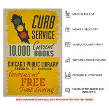Cargar imagen en el visor de la galería, Digitally Restored and Enhanced 1936 Chicago Public Library Curb Service Poster | WPA Library Art | Reading Room Decor, Book Lover Print