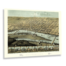 Load image into Gallery viewer, Digitally Restored and Enhanced 1867 Saginaw City Michigan Map Poster - Bird's Eye View of Saginaw Michigan Wall Art Print - Vintage Michigan Map History