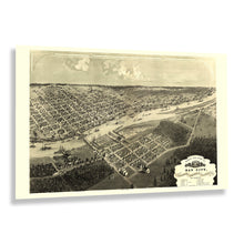 Load image into Gallery viewer, Digitally Restored and Enhanced 1887 Bay City Michigan Map Print - Old Map of Bay City Portsmouth Wenona and Salzburg Bay County Michigan Wall Art Poster