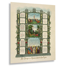 Load image into Gallery viewer, Digitally Restored and Enhanced 1890 The Prayers & Commandments of Our Lord Poster Print - Poster of The Lord's Prayer and The Ten Commandments Wall Art