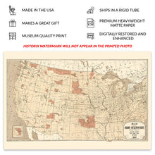Load image into Gallery viewer, Digitally Restored and Enhanced 1883 Indian Reservations Map Print - Vintage Map of The Indian Reservations With the Limits of The United States Poster