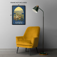 Load image into Gallery viewer, Digitally Restored and Enhanced 1920 Assisi Italy Medieval Hill Town Travel Poster - European Tourism Art - Archival Reproduction