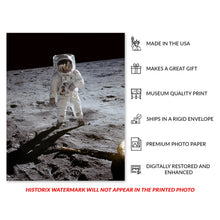 Load image into Gallery viewer, Digitally Restored and Enhanced 1969 Buzz Aldrin Photo Print - Old Photo of Astronaut Buzz Aldrin Near Apollo 11 Lunar Module on Lunar Surface Wall Art