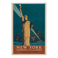 Load image into Gallery viewer, Digitally Restored and Enhanced 1927 New York Travel Poster - Wonder City Metropolitan Manhattan - Jazz Age Urban Grandeur - Archival Print