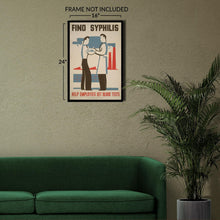 Load image into Gallery viewer, Digitally Restored and Enhanced 1936 Find Syphilis Blood Test WPA Federal Art Project Public Health Poster - Depression Era Art Deco - Archival Reproduction