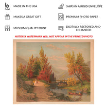 Load image into Gallery viewer, Digitally Restored and Enhanced 1882 Autumn on the Lehigh River Pennsylvania Victorian Landscape Print - American Scenic Art - Archival Reproduction