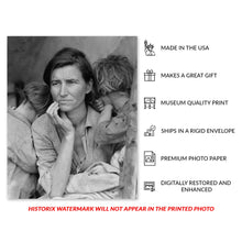 Load image into Gallery viewer, Digitally Restored and Enhanced 1936 Florence Owens Thompson Photo Print - Old Photo of Florence Owens Thompson Migrant Mother Print Wall Art Poster