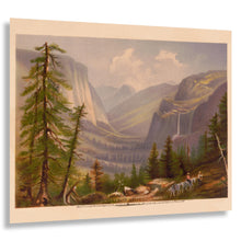 Cargar imagen en el visor de la galería, Digitally Restored and Enhanced 1871 Yosemite Valley California Landscape Art Print - National Park Western Scenery - Museum-Quality Print