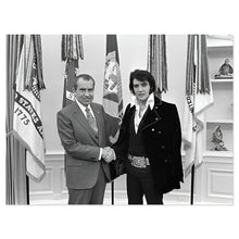 Load image into Gallery viewer, Digitally Restored and Enhanced 1970 Richard Nixon and Elvis Presley Photo Print - Old Photo of President Nixon and Elvis Presley at The White House Poster