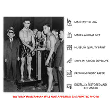 Load image into Gallery viewer, Digitally Restored and Enhanced 1936 Joe Louis & Max Schmeling Photo Print - Old Photo of Joe Louis and Max Schmeling Weigh In Wall Art Poster