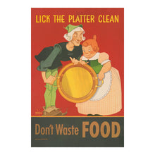 Load image into Gallery viewer, Digitally Restored and Enhanced 1944 Don't Waste Food World War II Conservation Poster - WWII Home Front Rationing Propaganda - Archival Reproduction