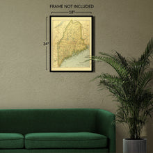 Load image into Gallery viewer, Digitally Restored and Enhanced 1897 Maine Map Poster - Vintage Map of Maine Poster - State of Maine Map History - Historic Map of Maine Wall Art Print