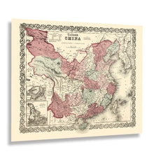 Load image into Gallery viewer, Digitally Restored and Enhanced 1865 China Map Poster Print - Colton's Vintage Map of China From General Atlas - Historic Map of China Print Wall Art