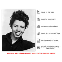 Load image into Gallery viewer, Digitally Restored and Enhanced 1959 Lorraine Hansberry Photo Print - Vintage Portrait Photo of Lorraine Vivian Hansberry Facing Front Wall Art Poster