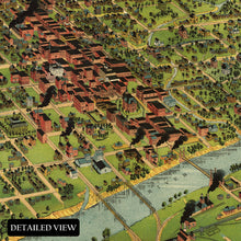 Load image into Gallery viewer, Digitally Restored and Enhanced 1892 Waco Texas Map Print - Vintage Bird's Eye View Map of Waco Texas State Poster - History Map of Texas Wall Art