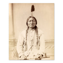Load image into Gallery viewer, Digitally Restored and Enhanced 1885 Sitting Bull Photo Print - Vintage Portrait Photo of Chief Sitting Bull Lakota Warrior Holding Peace Pipe Wall Art
