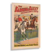 Load image into Gallery viewer, Digitally Restored and Enhanced 1900 Barnum & Bailey Circus Poster - Exciting Hurdle and Jockey Races - Victorian Equestrian - Archival Print