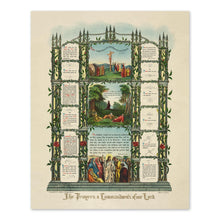 Load image into Gallery viewer, Digitally Restored and Enhanced 1890 The Prayers & Commandments of Our Lord Poster Print - Poster of The Lord's Prayer and The Ten Commandments Wall Art
