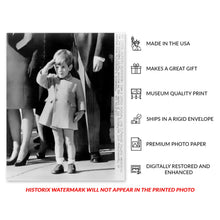 Load image into Gallery viewer, Digitally Restored and Enhanced 1963 John F Kennedy Jr Photo Print - Vintage Photo of John F Kennedy Jr Saluting - Old Photo of JFK Jr Wall Art Print