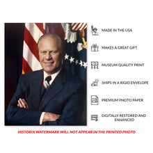 Cargar imagen en el visor de la galería, Digitally Restored and Enhanced Gerald R Ford 38th President of the United States Official Portrait Photo Print Poster