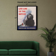 Cargar imagen en el visor de la galería, Digitally Restored and Enhanced 1942 Life-Line of the Nation American Railroads WWII Poster - World War II Home Front Propaganda - Archival Reproduction