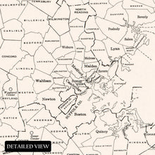 Load image into Gallery viewer, Digitally Restored and Enhanced 1970 Massachusetts Map Print - Old Map of Massachusetts State County Subdivisions Towns & Places - Vintage MA Map Poster