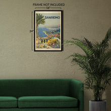 Load image into Gallery viewer, Digitally Restored and Enhanced 1920 Sanremo Italian Riviera Mediterranean Travel Poster - European Tourism Art - Archival Reproduction
